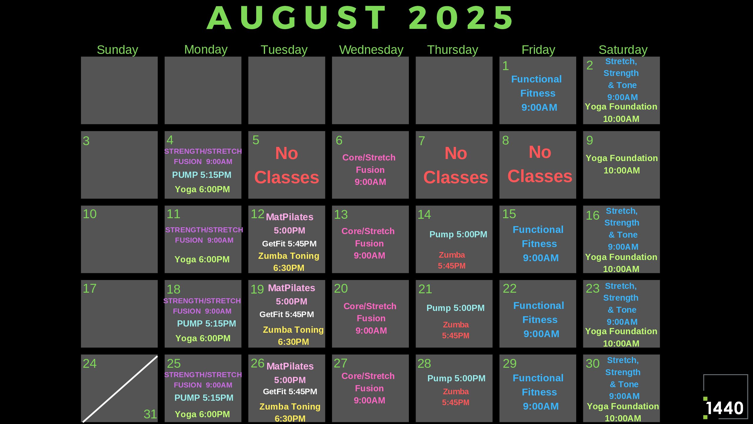 April 2025 Fitness Schedule