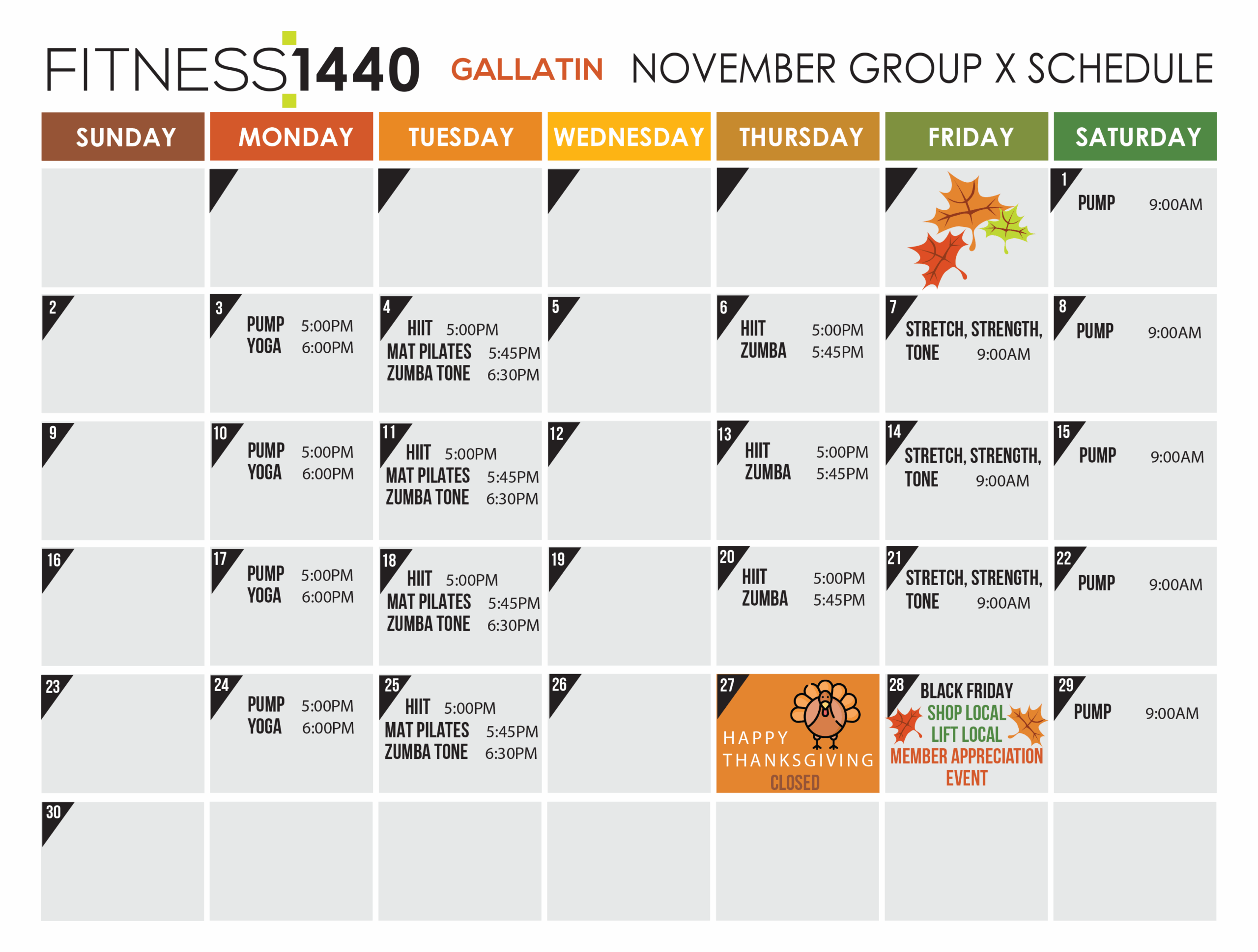 April 2025 Fitness Schedule