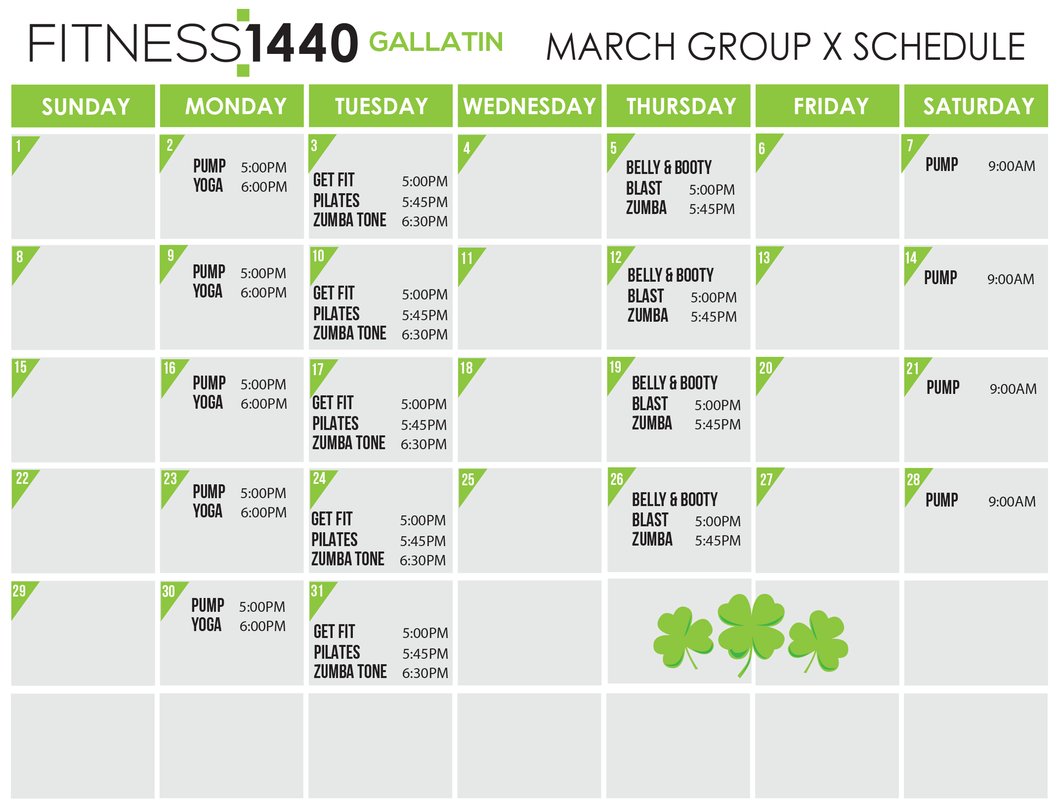 April 2025 Fitness Schedule