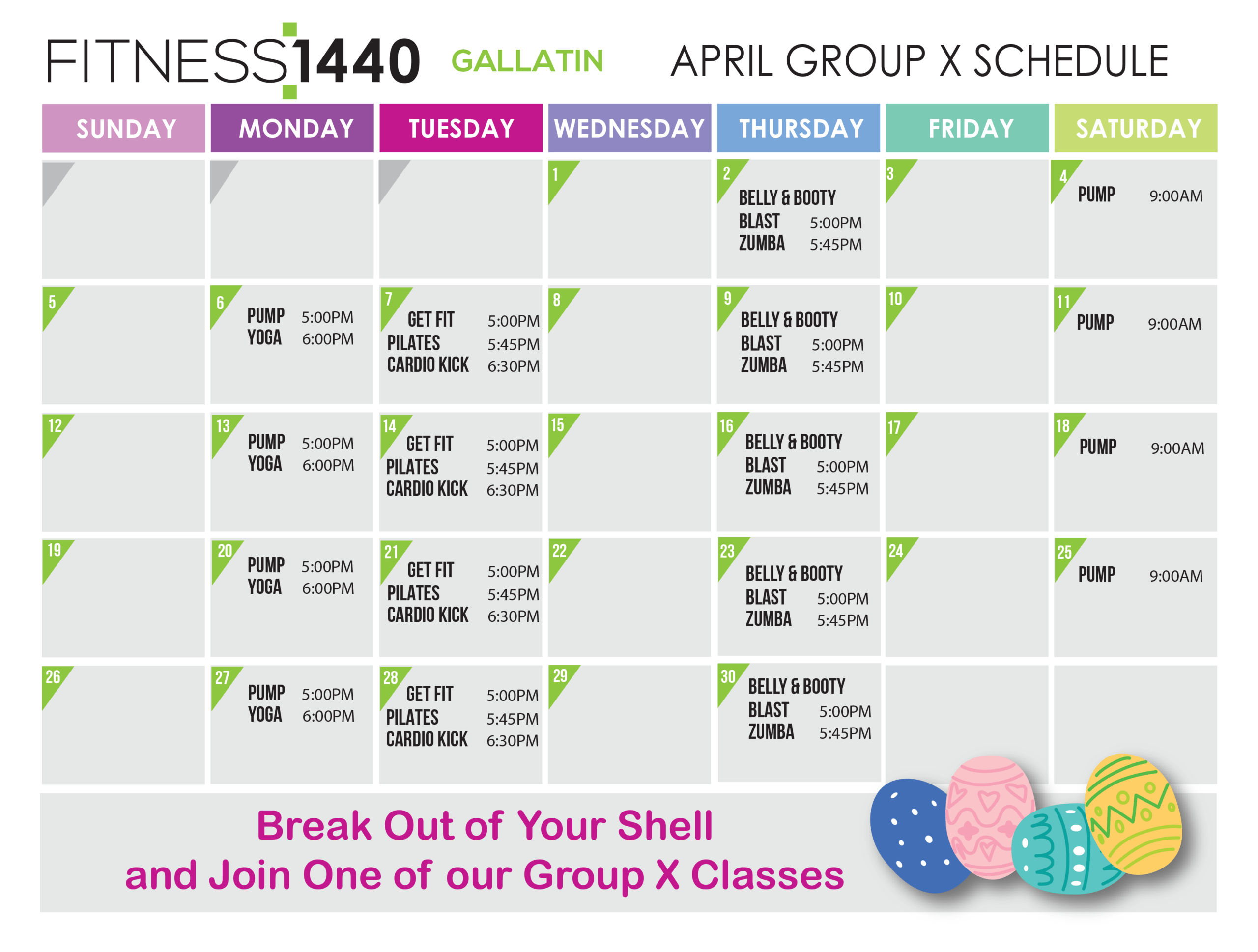 April 2025 Fitness Schedule