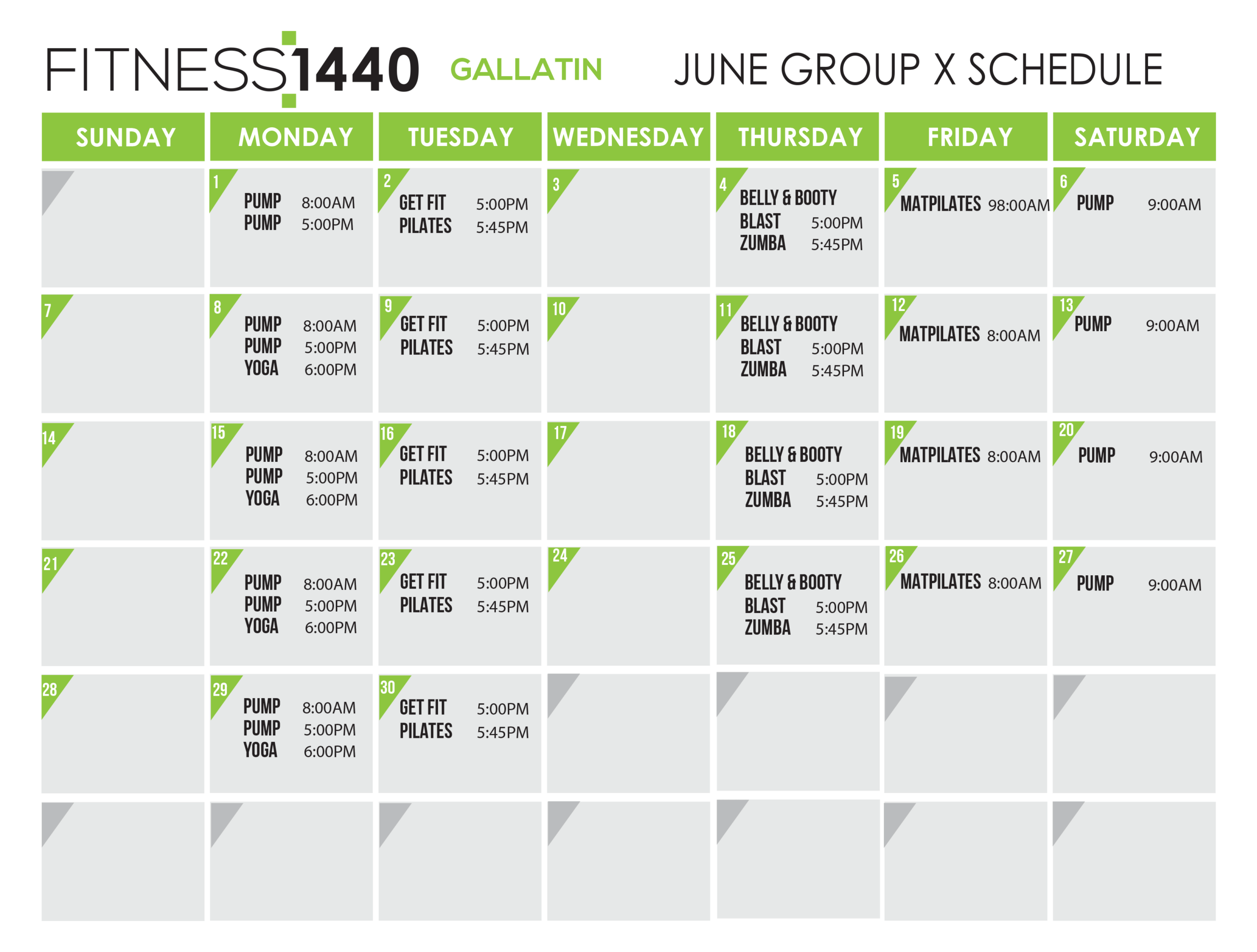 April 2025 Fitness Schedule