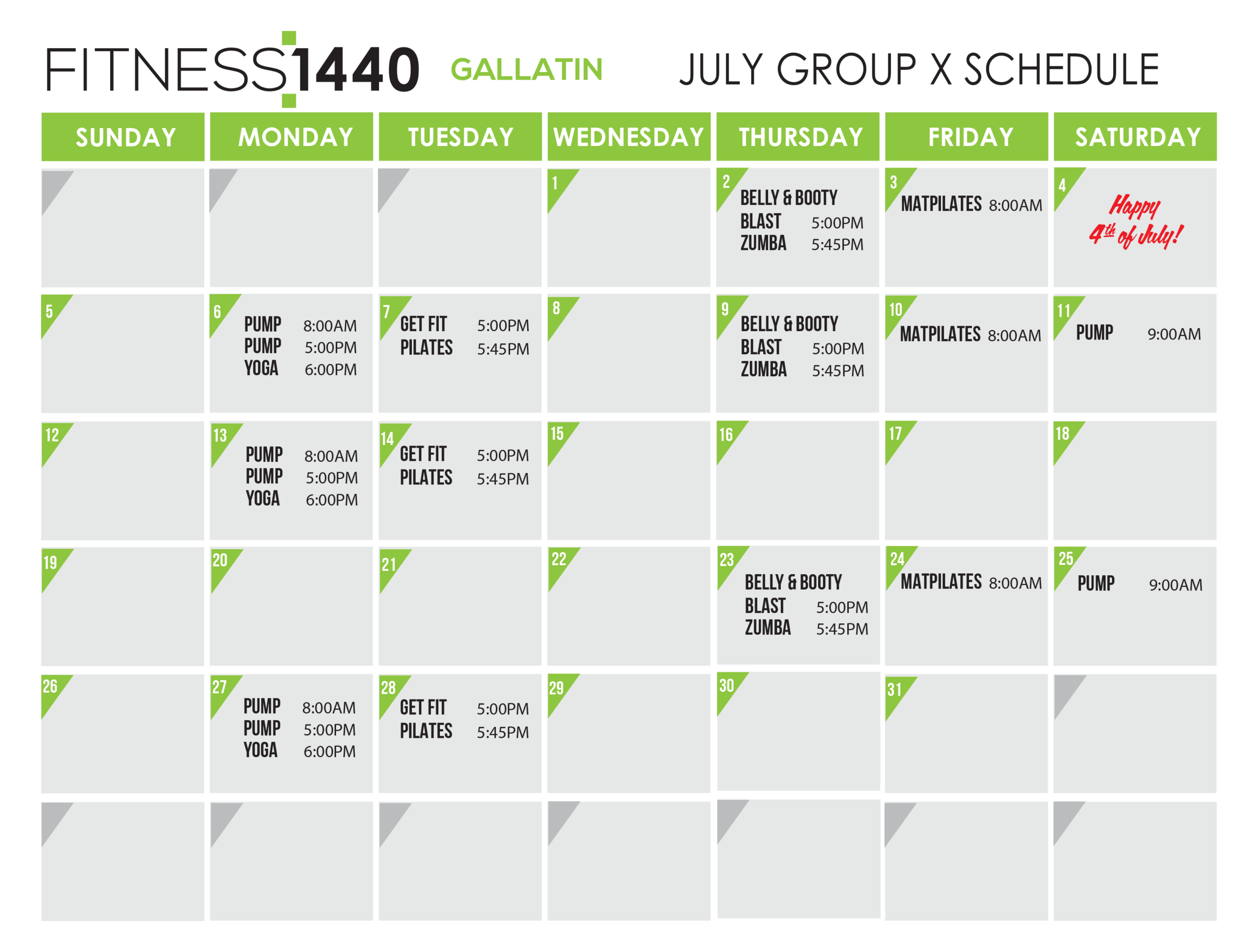 April 2025 Fitness Schedule