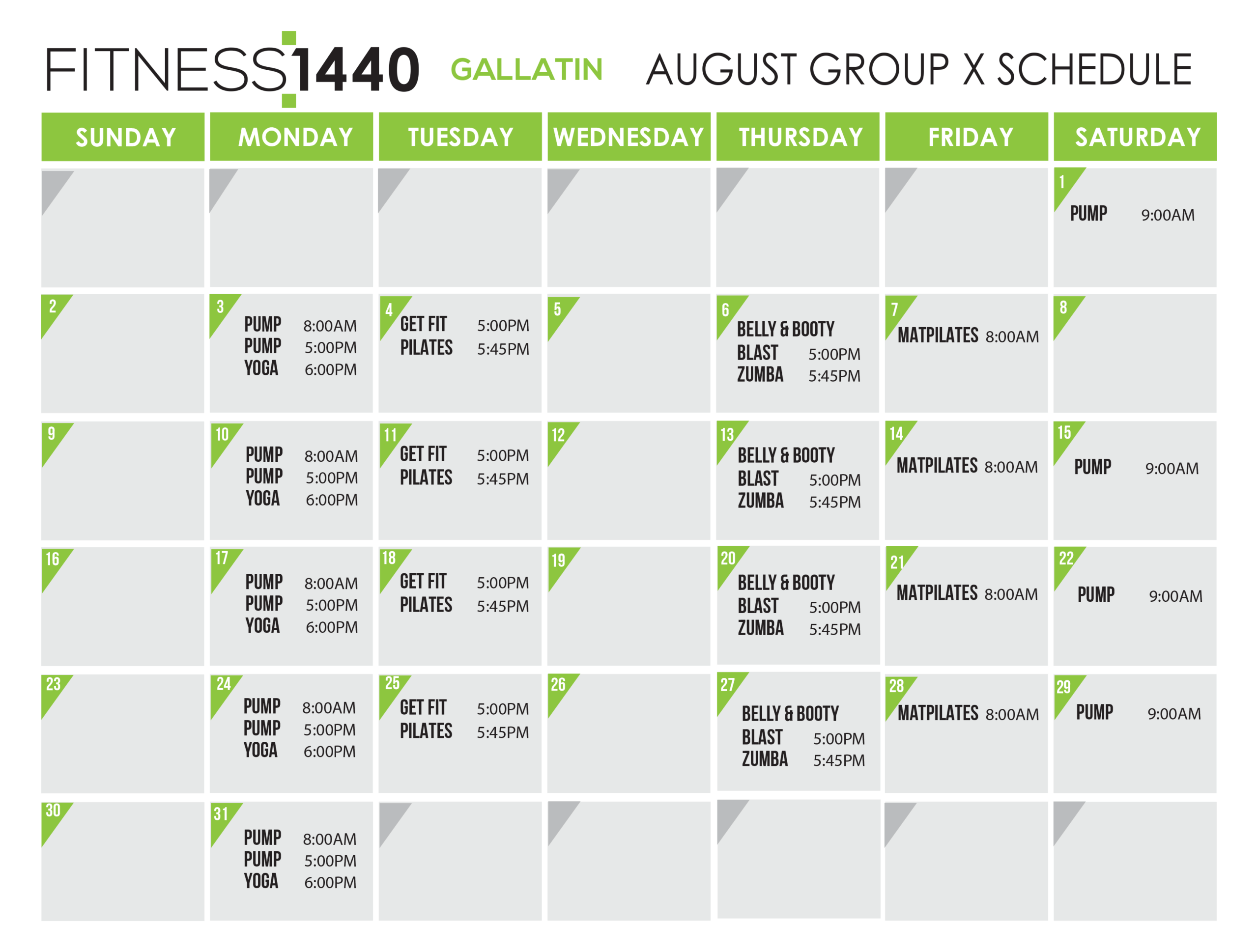 April 2025 Fitness Schedule