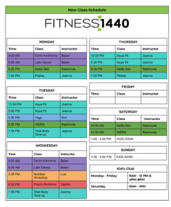 Fitness 1440 Nashville Group Fitness Class Schedule - 2024